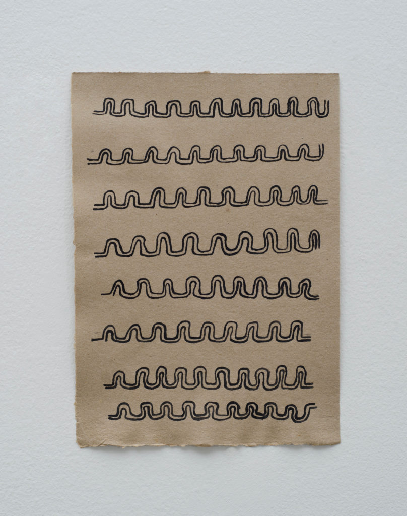 Donde yo vivo en mi selva y en el río Orinoco también viven todos estos animales | 2018 | Acrílico sobre papel de bagazo de caña de azúcar | 28 x 21 cm