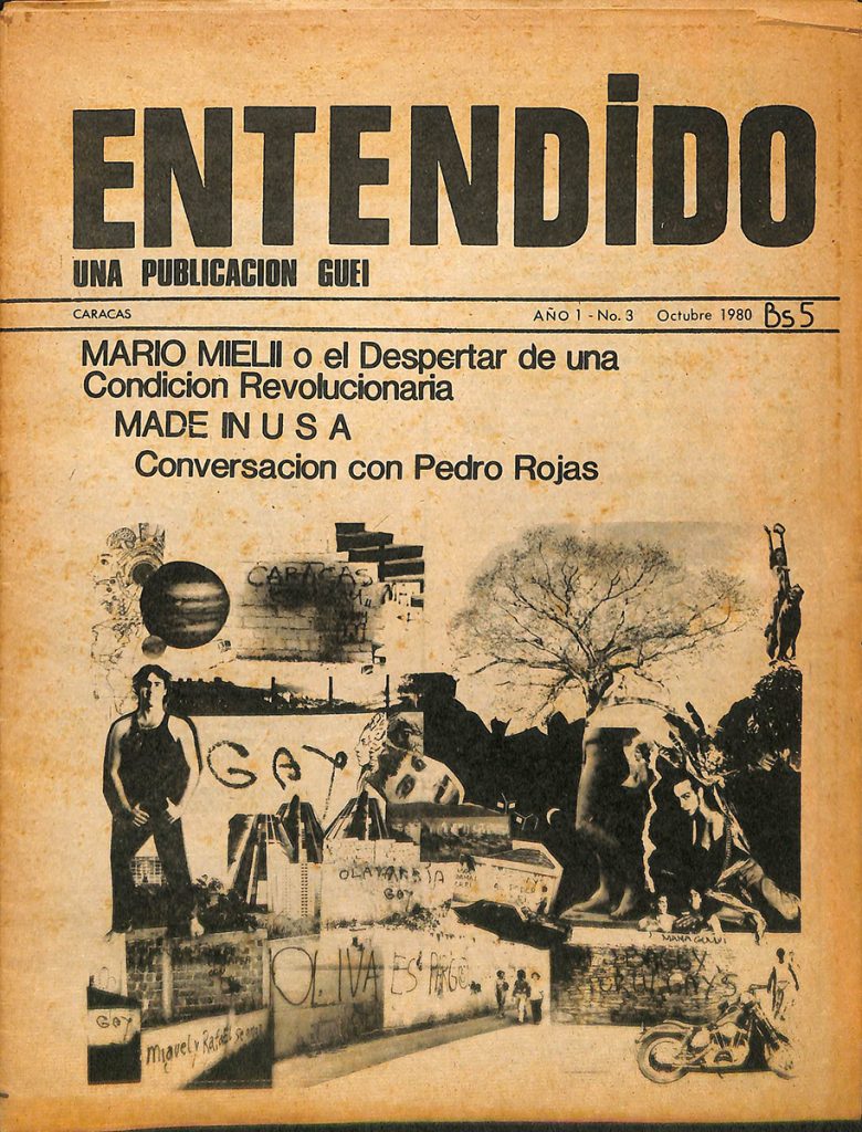 Luis Álvarez. Caracas Gay. Collage. En: Entendido, año 1, no. 3, Caracas, octubre 1980, portada