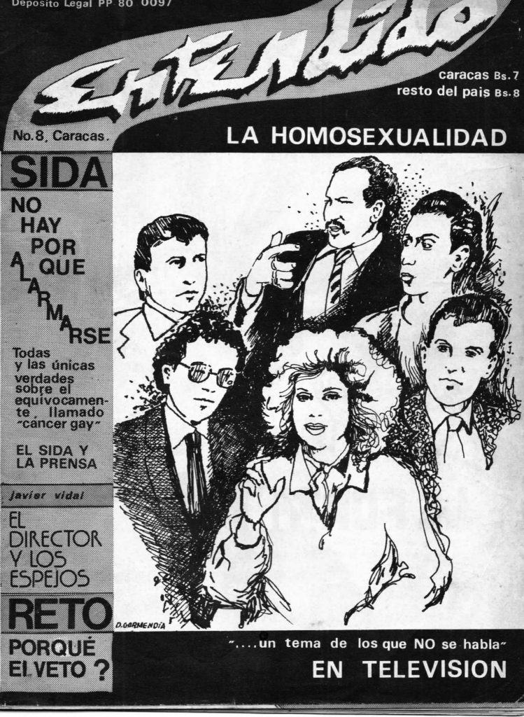 “La homosexualidad… un tema de los que NO se habla en televisión”. En: Entendido, número 8, Caracas, 1983. Portada