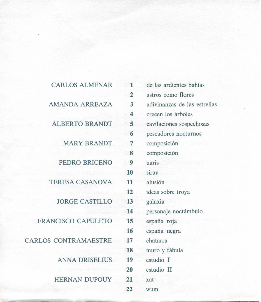 Salón experimental [catálogo de exposición], Sala de Exposiciones Fundación Eugenio Mendoza, Caracas, 1960, [p. 2].