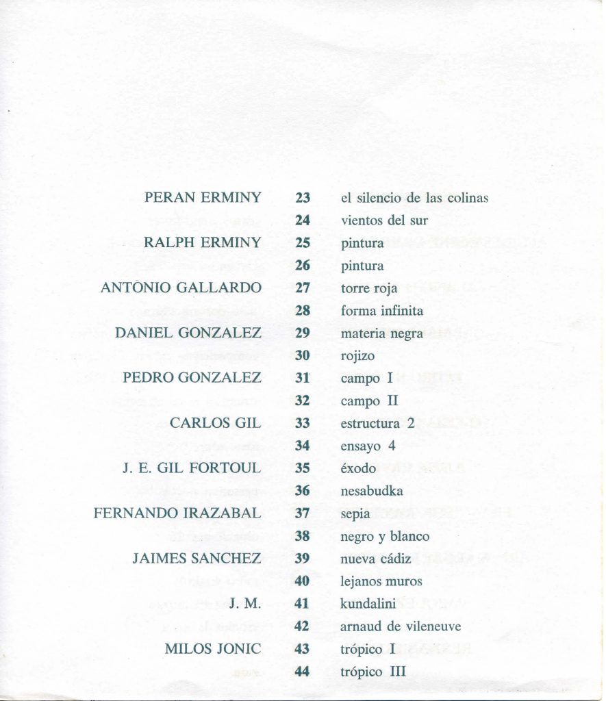 Salón experimental [catálogo de exposición], Sala de Exposiciones Fundación Eugenio Mendoza, Caracas, 1960, [p. 3].