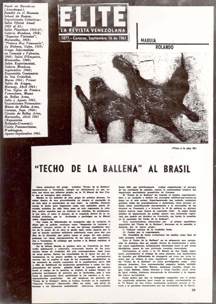 “Techo de la ballena al Brasil”. Élite, Caracas, 16 de septiembre de 1961. p. 79