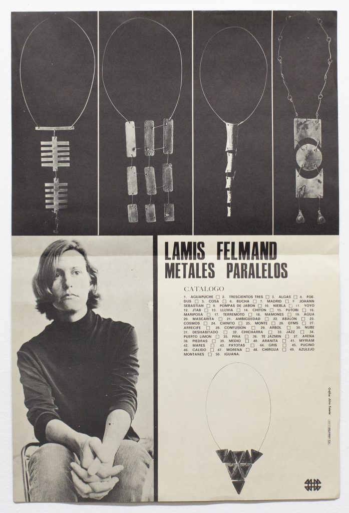 Alirio Palacios. Lamis Feldman. Metales paralelos [afiche]. Galería El Puente. INCIBA?, Caracas, mayo 1968.